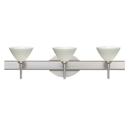 Besa Lighting Domi Vanity, Chalk, Satin Nickel Finish, 3x5W LED 3SW-1743KR-LED-SN